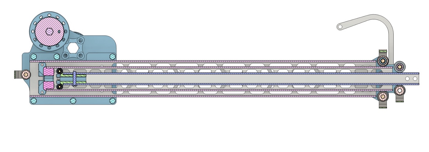 Linear rail slide assembly, section view
