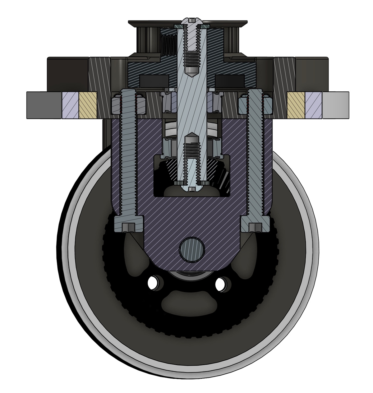 Coaxial swerve pod, wheel cross-section