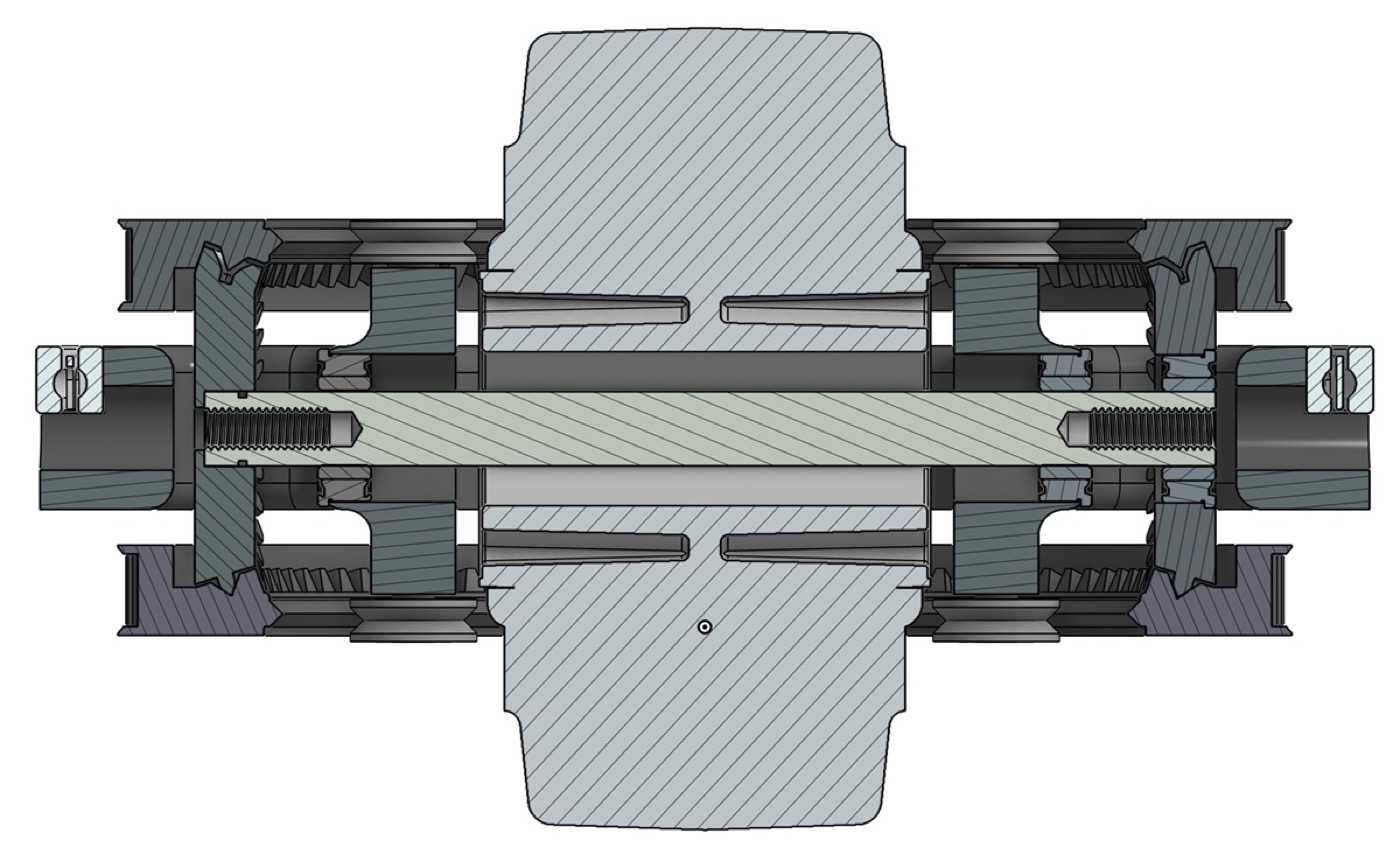 Differential pod, cross-section view